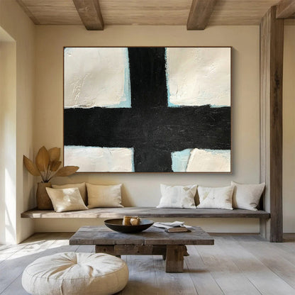 Black - White Cross Abstract Art for Minimalist Church Chapels DLZ2564