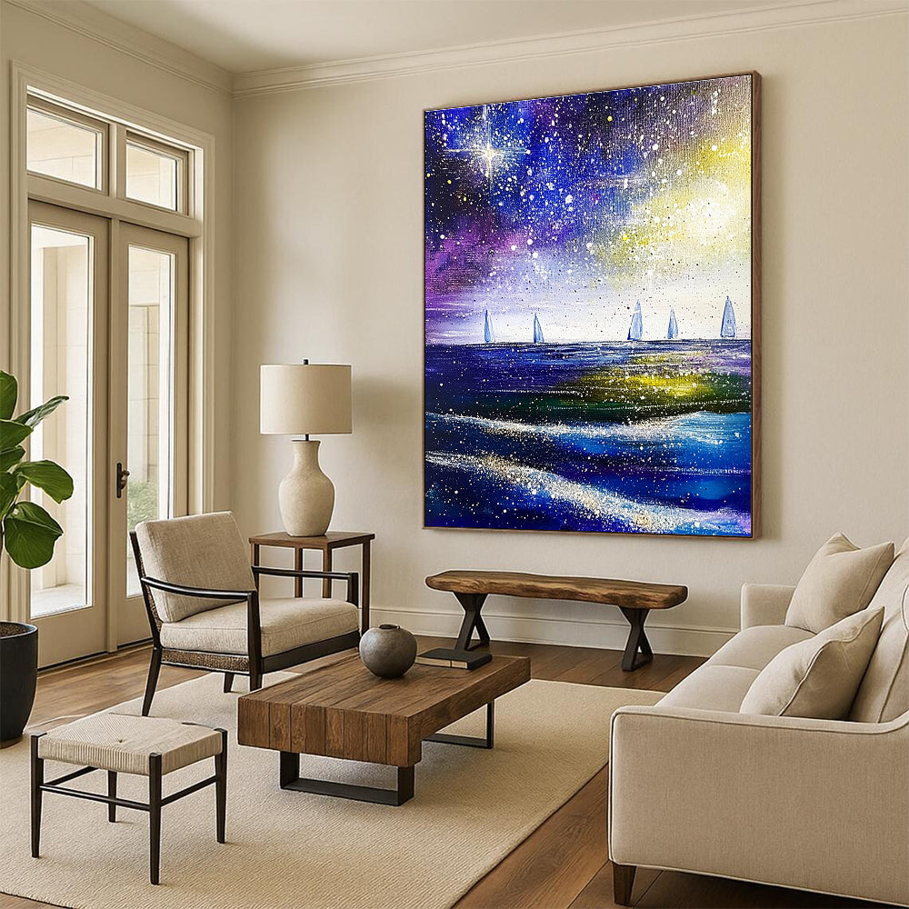 Sparkling Starry Sea for Art - Loving Study & Beach House Balcony STSC852