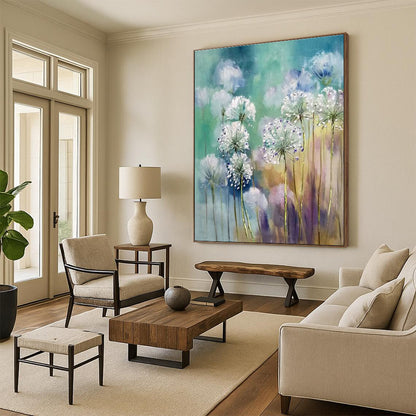 Dandelion Floral Oil Painting for Garden - Themed Tea Room & Feminine Home Bedroom DLZ1596