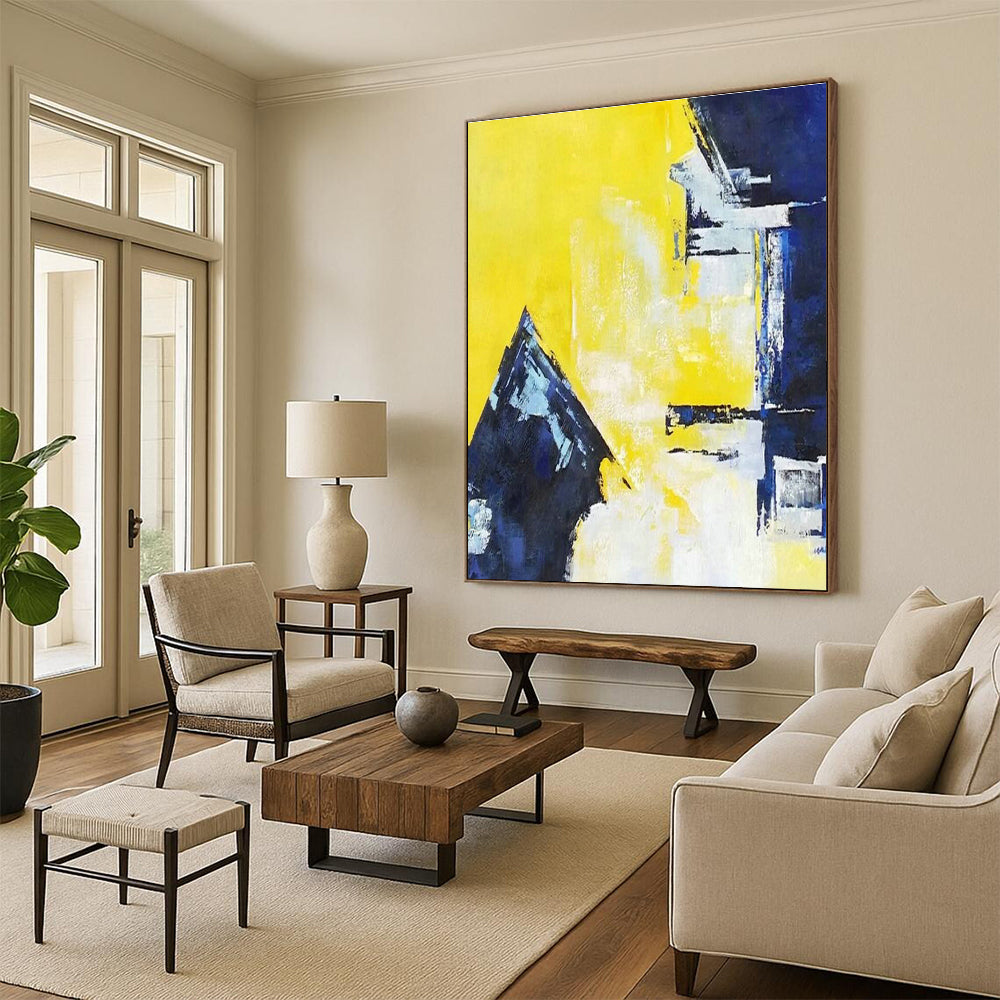 Yellow - Blue Abstract Art for Office & Living Room DLZ0327