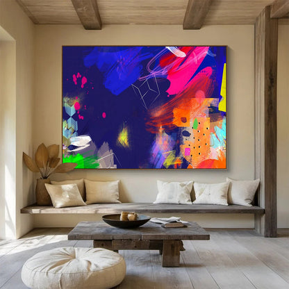 Dark - Night Colorful Abstract Art for Rooftop Bar Backdrops DLZ2586