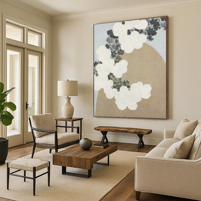 Oriental - Style White Chrysanthemum Art for Japanese Tea House & Minimalist Home Corridor DLZ1630