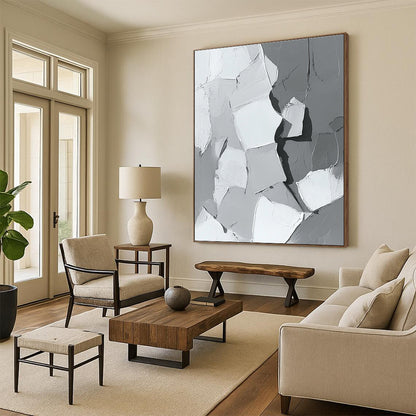 Textured Gray Abstract for Modern Minimalist Lounge & Art Gallery Installation STSC479