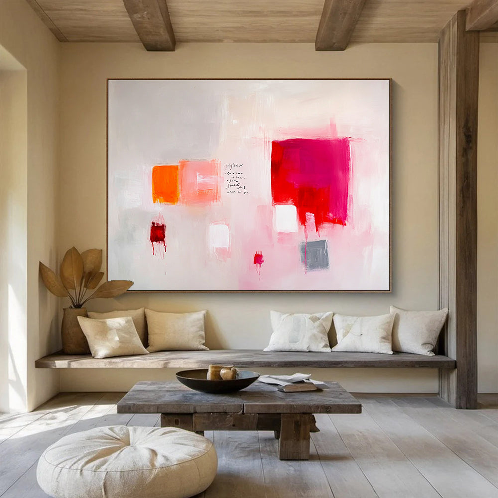 Pink - Toned Abstract with Text Art for Bohemian - Style Bedroom & Creative Writing Studio SC242