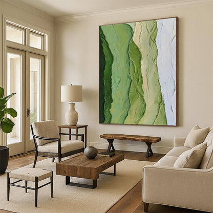 Textured Green Mountain - Inspired Abstract Art for Dining Room & Mountain - View Cottage DLZ1203