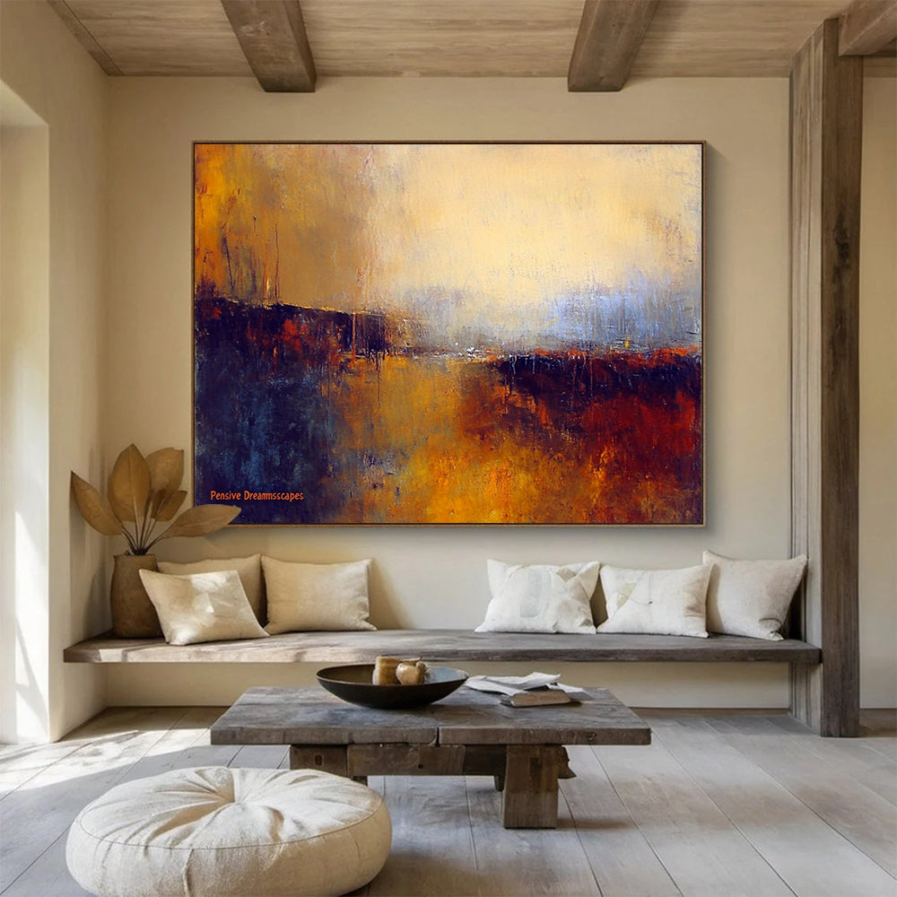 Pensive Landscape Abstract Art for Literary Study & Contemplative Bedroom SC338