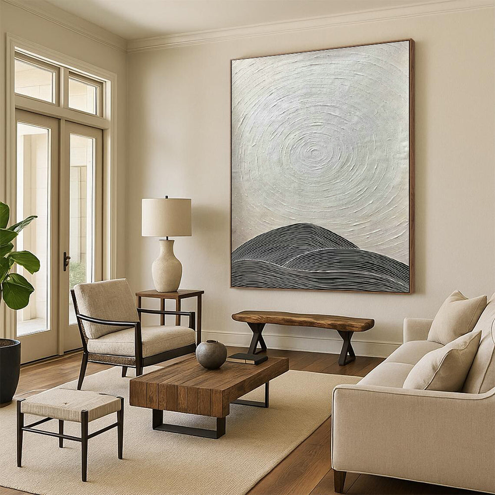 Grey - White Textured Landscape Abstract Art for Living Room & Study DLZ0491