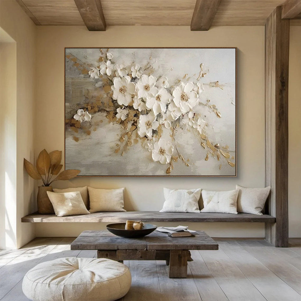 3D Floral Oil Painting for Elegant Bedroom Decor DLZ2634