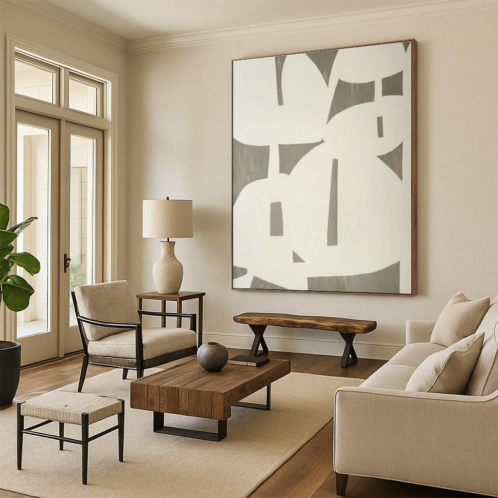 Gray - White Geometric Art for Minimalist Gallery & Industrial - Style Office DLZ1888