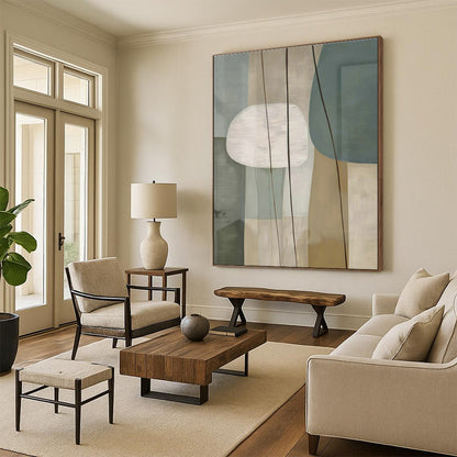 Repeated Light Green Geometric Abstract Art for Minimalist Living Room & Art Exhibition DLZ1953