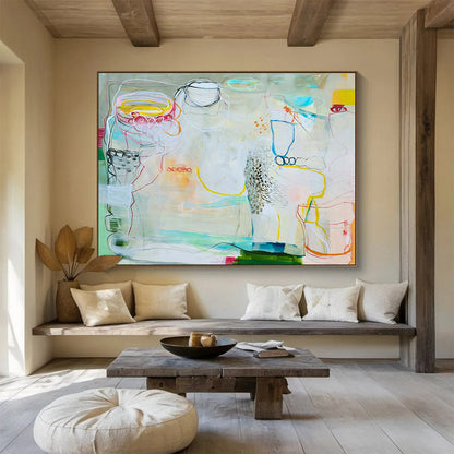 Line and Color Abstract Art for Bohemian - Style Bedrooms DLZ2455