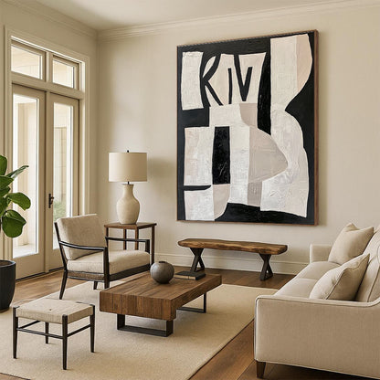 Black and White Collage - like Abstract for Avant - Garde Home & Art - Centric Library STSC313