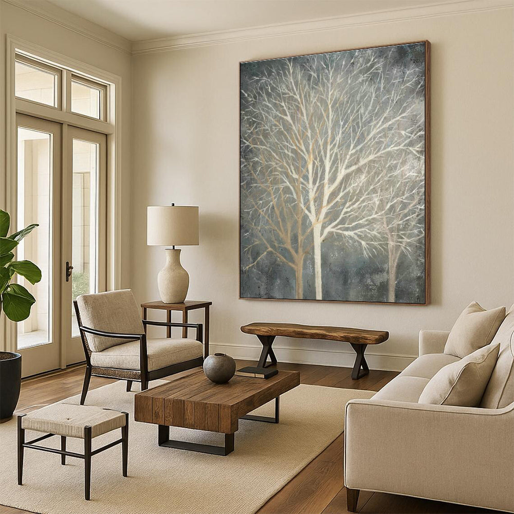 Bare Trees Landscape Oil Art for Living Room & Cottages DLZ0304