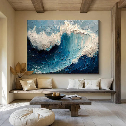 Textured Wave Oil Painting for Nautical - Themed Yacht Club Dining Halls DLZ3150