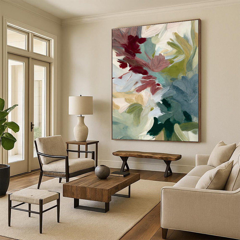 Pastel - Colored Floral Abstract Art for Girls' Bedroom & Light - Style Café DLZ1358