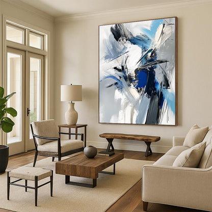 Blue & Gray Abstract Energy Art for Creative Studio & Lounge STSC717