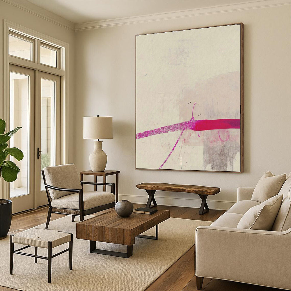 Pink - Purple Line Abstract Art for Bohemian Café & Creative Writing Studio DLZ1942