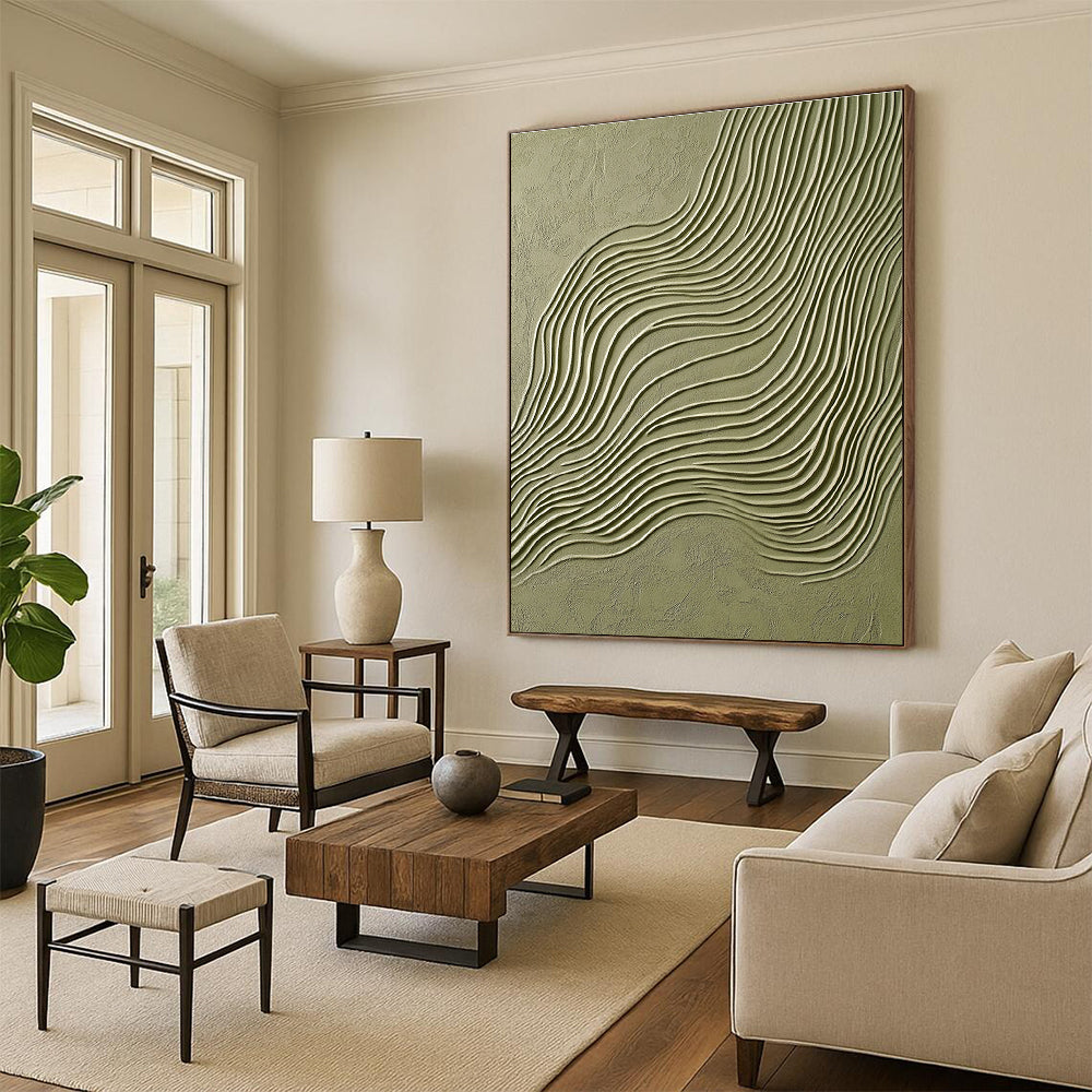 Wavy Lines in Green for Modern Eco - Friendly Café & Nature - Inspired Office STSC940