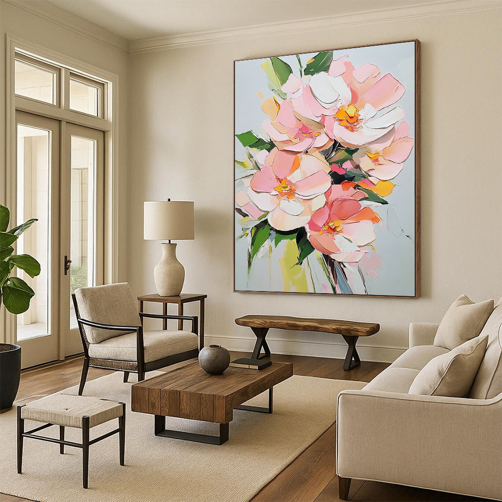 Pink Flower Bouquet 1 Art for Floral - Themed Hotel Lobby & Elegant Home Dining Room STSC1412