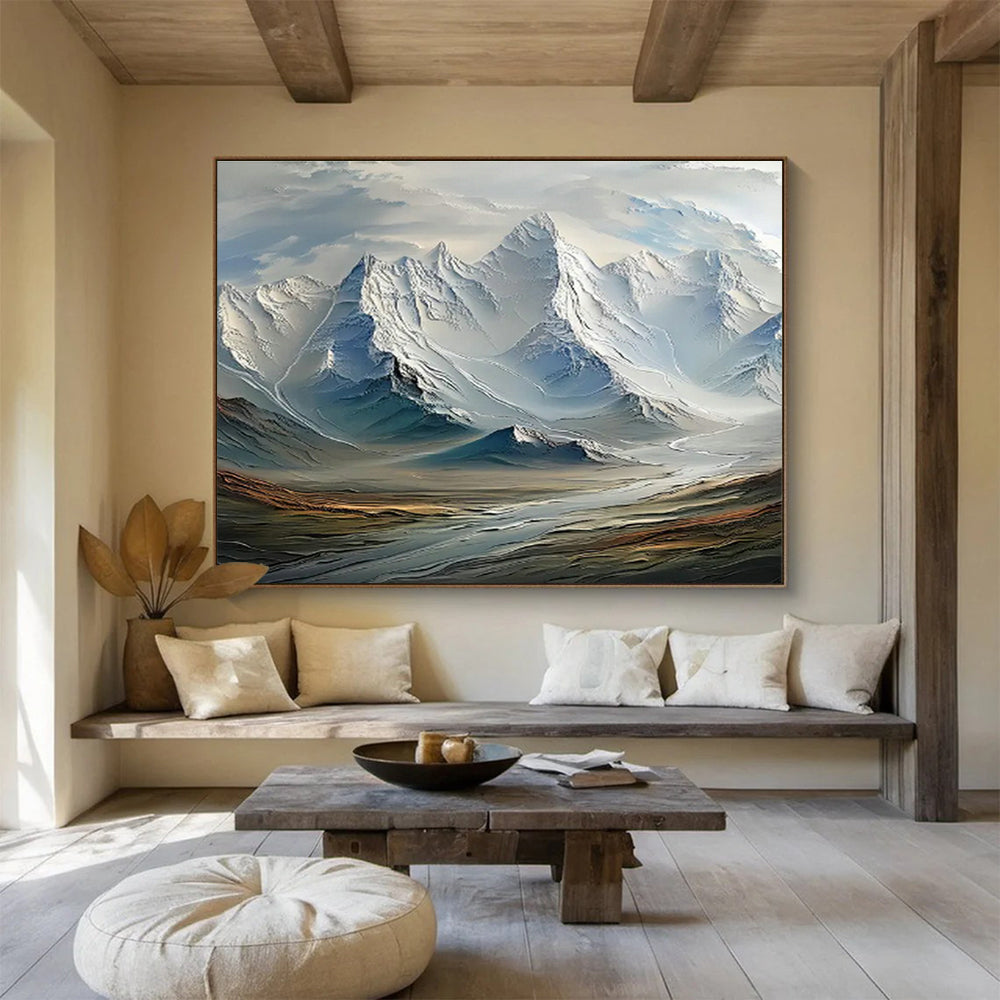 Majestic Snow - Capped Mountain Art for Luxury Ski Resort Lobbies DLZ3112