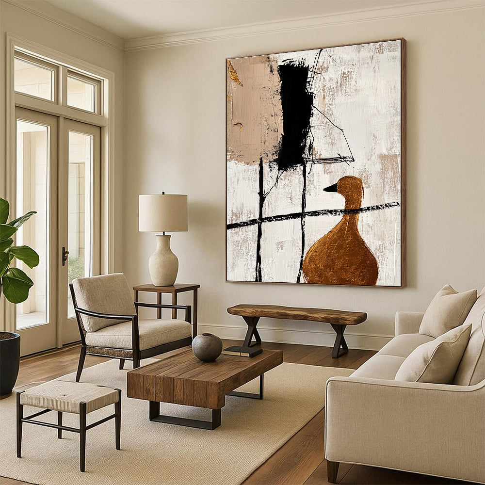 Abstract Duck with Gold Accents for Bohemian - Style Home & Quirky Art Café STSC466