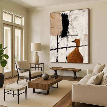 Abstract Duck with Gold Accents for Bohemian - Style Home & Quirky Art Café STSC466
