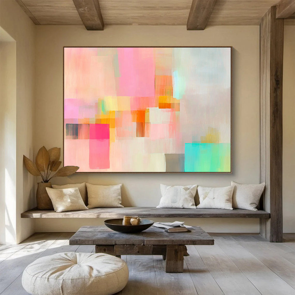 Pastel Geometric Abstract Art for Feminine Boutique & Cozy Café SC302