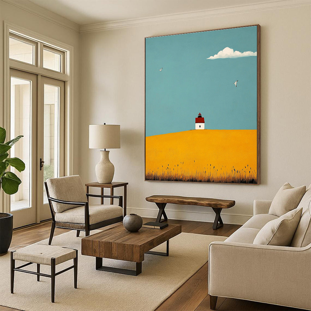 Lighthouse on Yellow Hill Art for Nautical Home Entryway & Coastal Community Center STSC1039