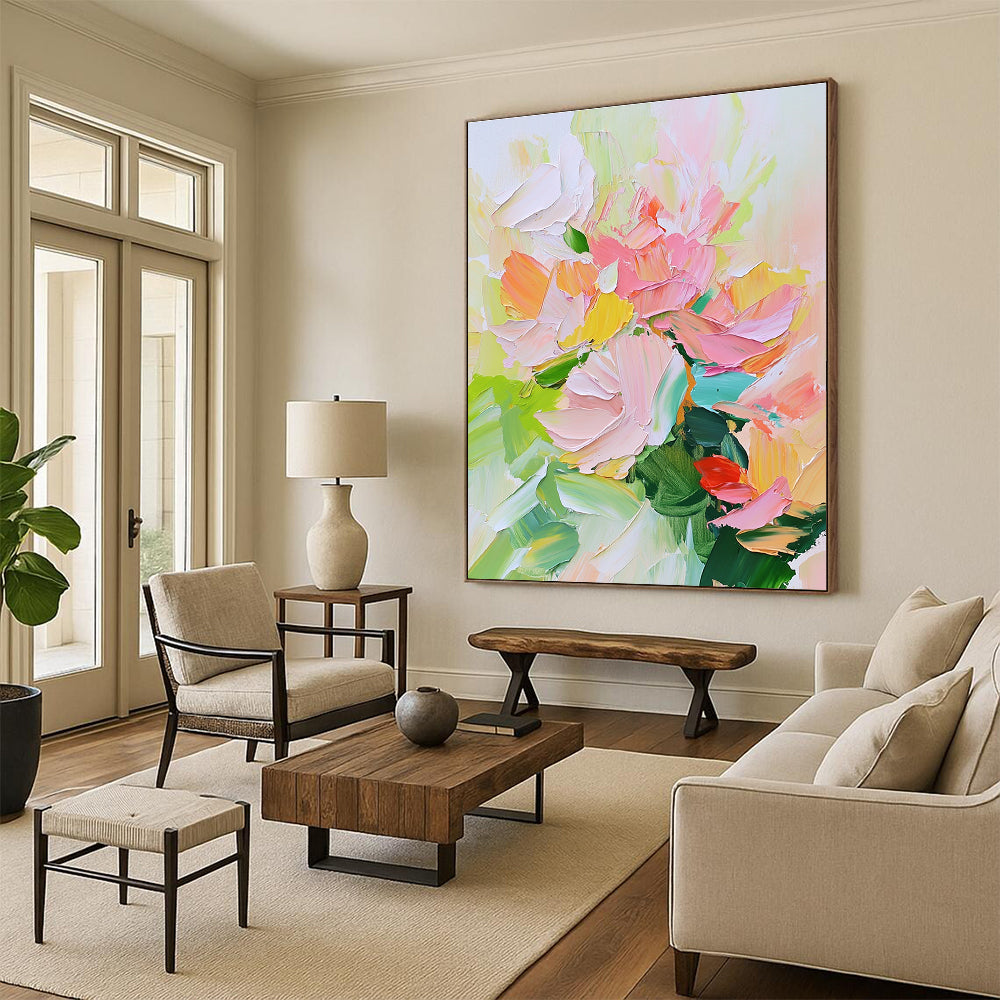Colorful Floral Abstract Art for Living Room & Garden Room STSC700