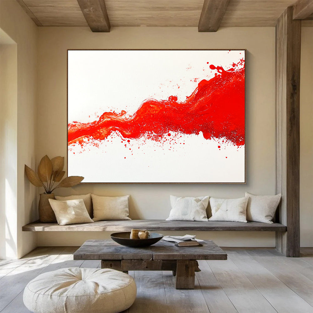 Red Splash Abstract Art for Trendy Nightclub & Bold Art Gallery SC039
