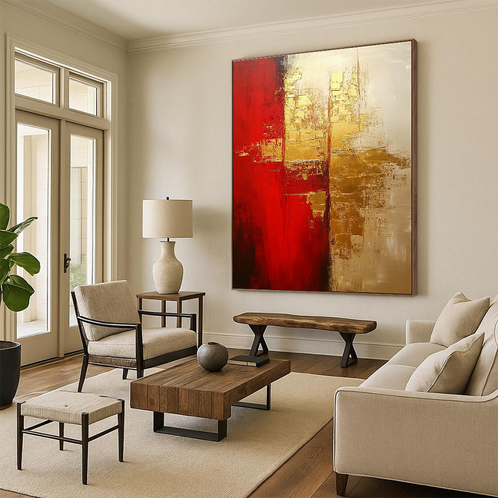 Red and Gold Abstract for Luxury Hotel Lobby & Upscale Dining Room STSC824