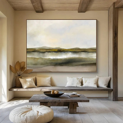Yellow - Green Landscape Abstract Art for Cozy Study DLZ2745