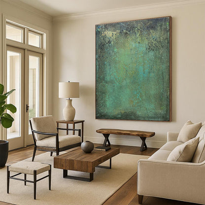 Teal - Green Textured Art for Eco - Friendly Home & Botanical Garden Center DLZ1486