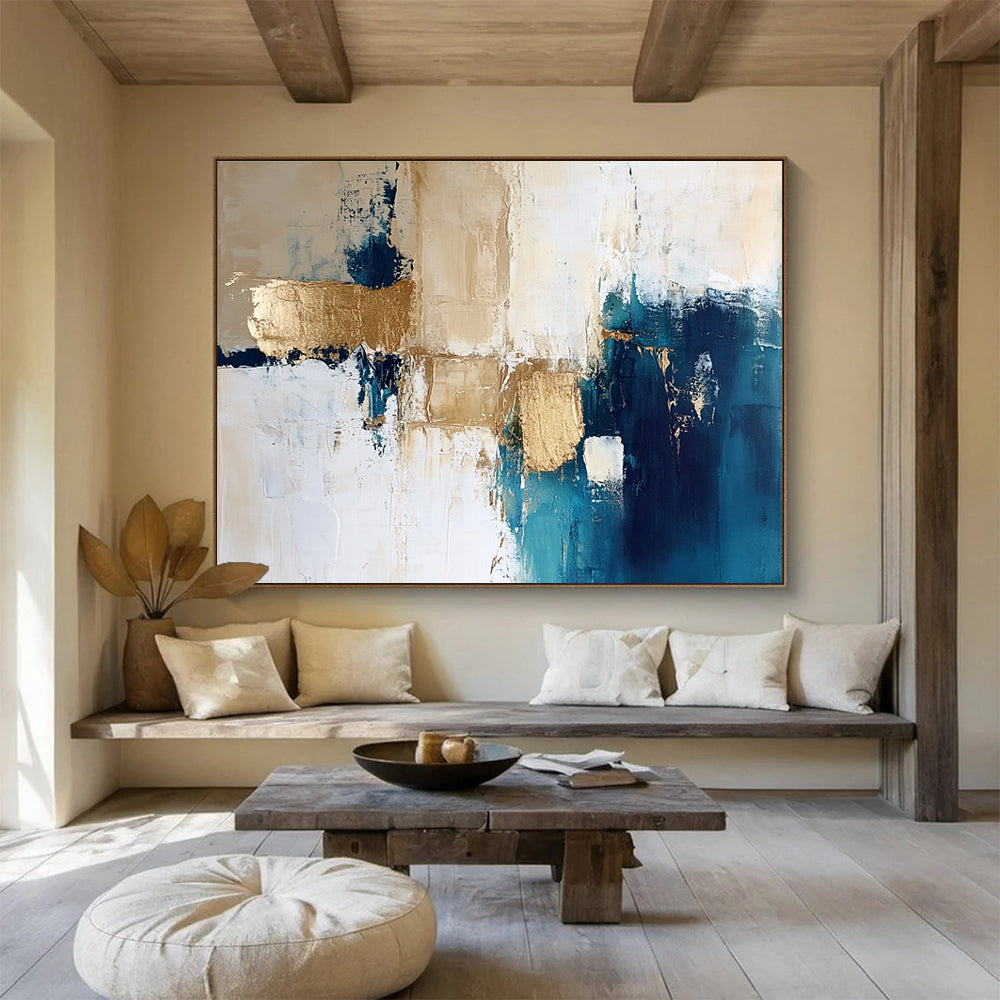 Blue - Gold Geometric Abstract for Design Studio & Urban Loft SC024