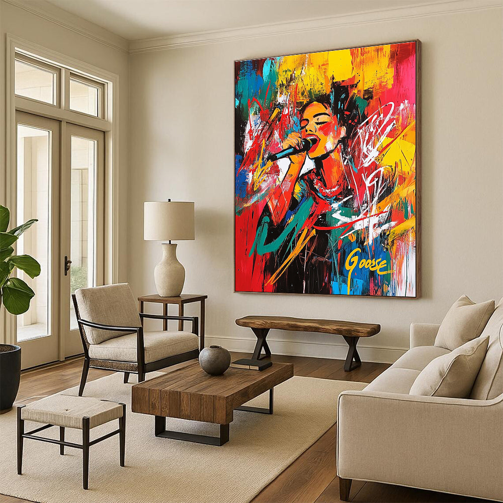 Colorful Singer Portrait Art for Music Room & Café STSC707
