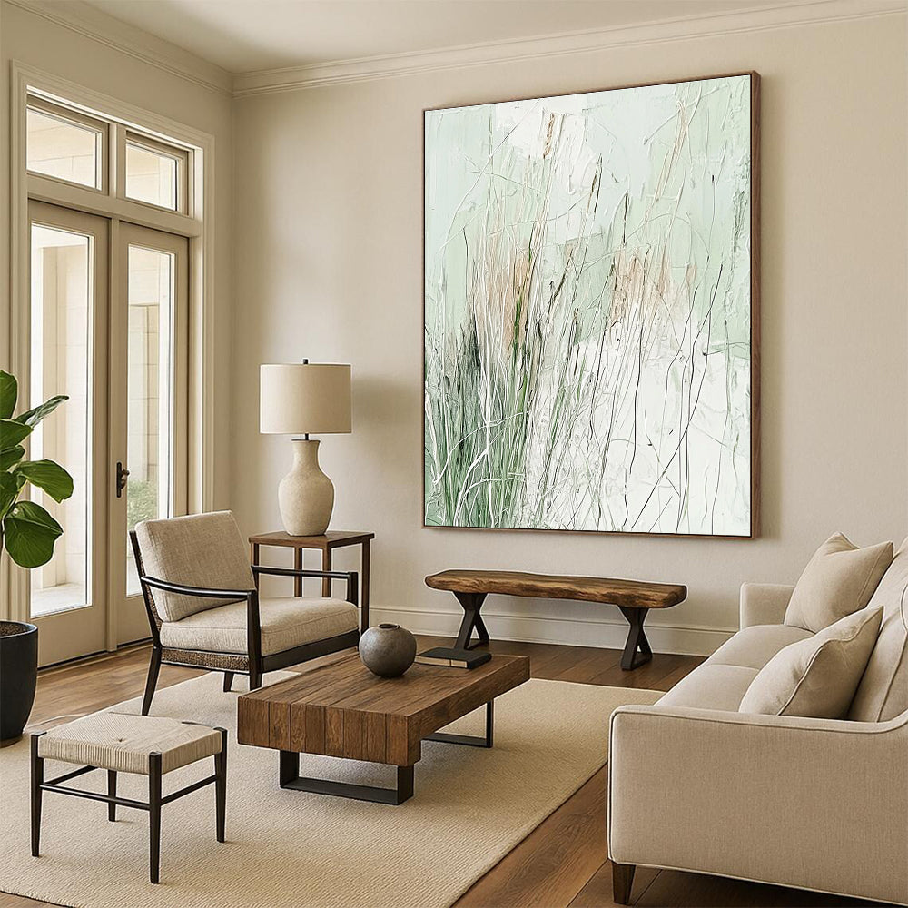 Abstract Grassland Art for Nature - Inspired Wellness Center & Tranquil Home Bedroom STSC939
