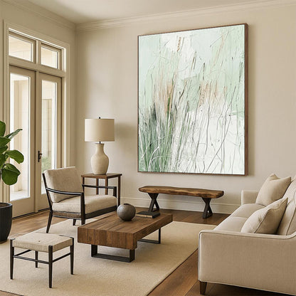 Abstract Grassland Art for Nature - Inspired Wellness Center & Tranquil Home Bedroom STSC939