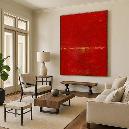 Bold Red Minimalist Art for Modern Office Lobby & Dramatic Dining Room DLZ1992