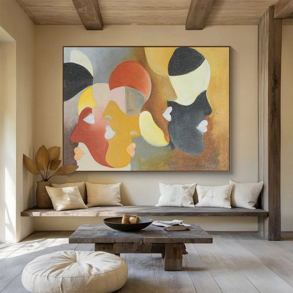 Geometric Faces Abstract Art: A Creative Hallway Focal Point DLZ2387