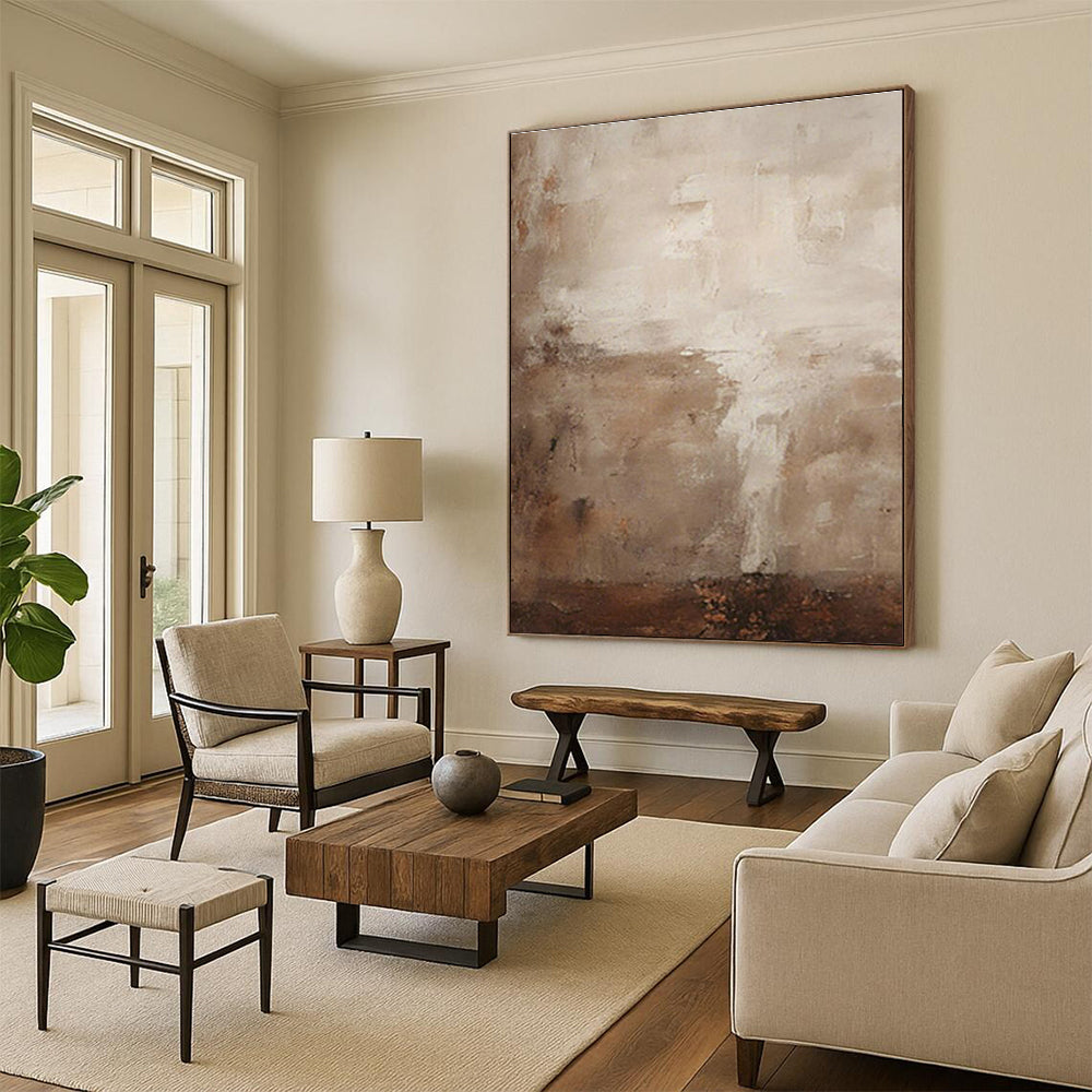 Beige Abstract Texture Art for Minimalist Living Room & Neutral - Toned Office DLZ2170