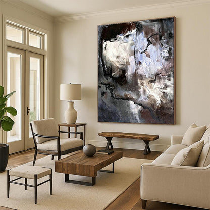 Gray - Brown Abstract Art for Industrial - Style Loft Bedroom Walls DLZ0048