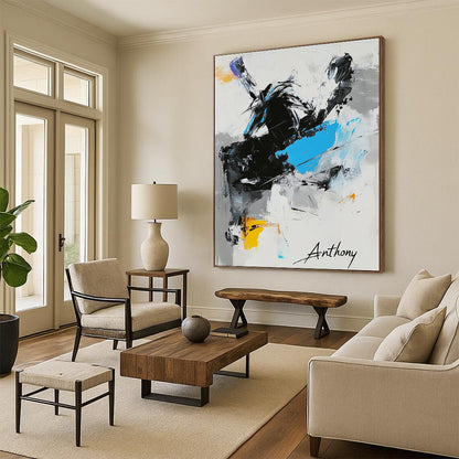 Abstract Black Horse for Equestrian - Themed Home & Bold Art Gallery STSC349