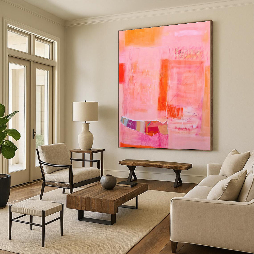Pink - Orange Abstract Art for Romantic Bed and Breakfast Suites DLZ0177