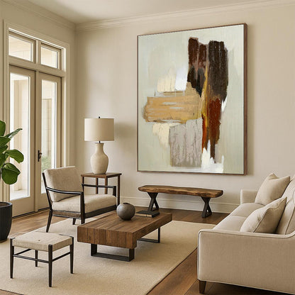 Earth - Tone Abstract Art for Rustic Home & Nature - Inspired Spa DLZ1074