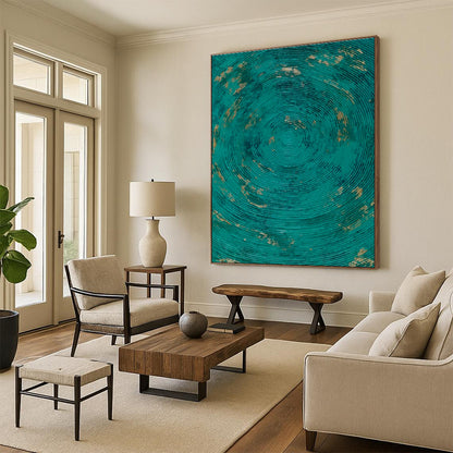 Teal - Gold Textured Art for Beachfront Resort Spa & Boho - Chic Living Room DLZ1794