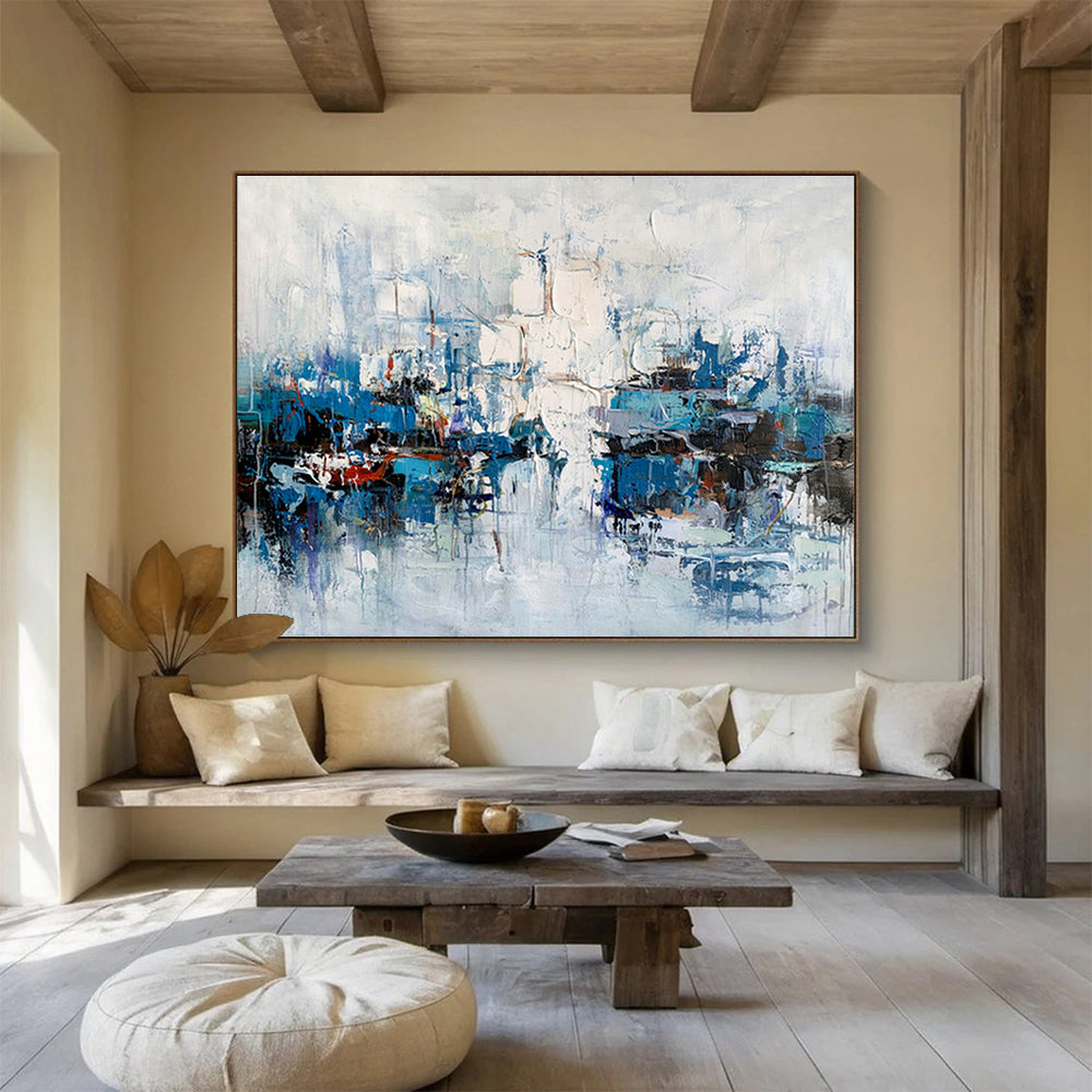 Blue - Toned Harbor Abstract Art for Nautical - Themed Home Offices DLZ2546