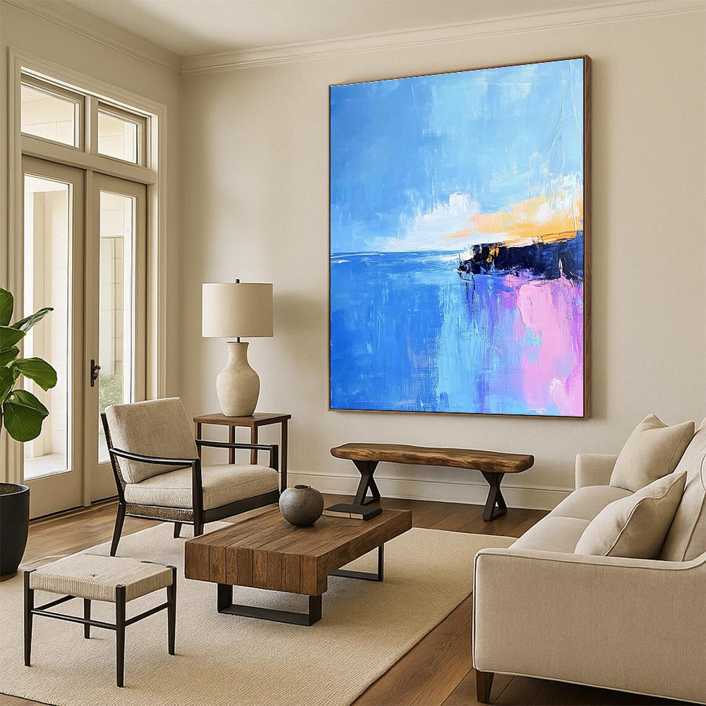Blue Sea and Cliff Abstract for Nautical - Themed Home & Ocean - Lover’s Lounge STSC598