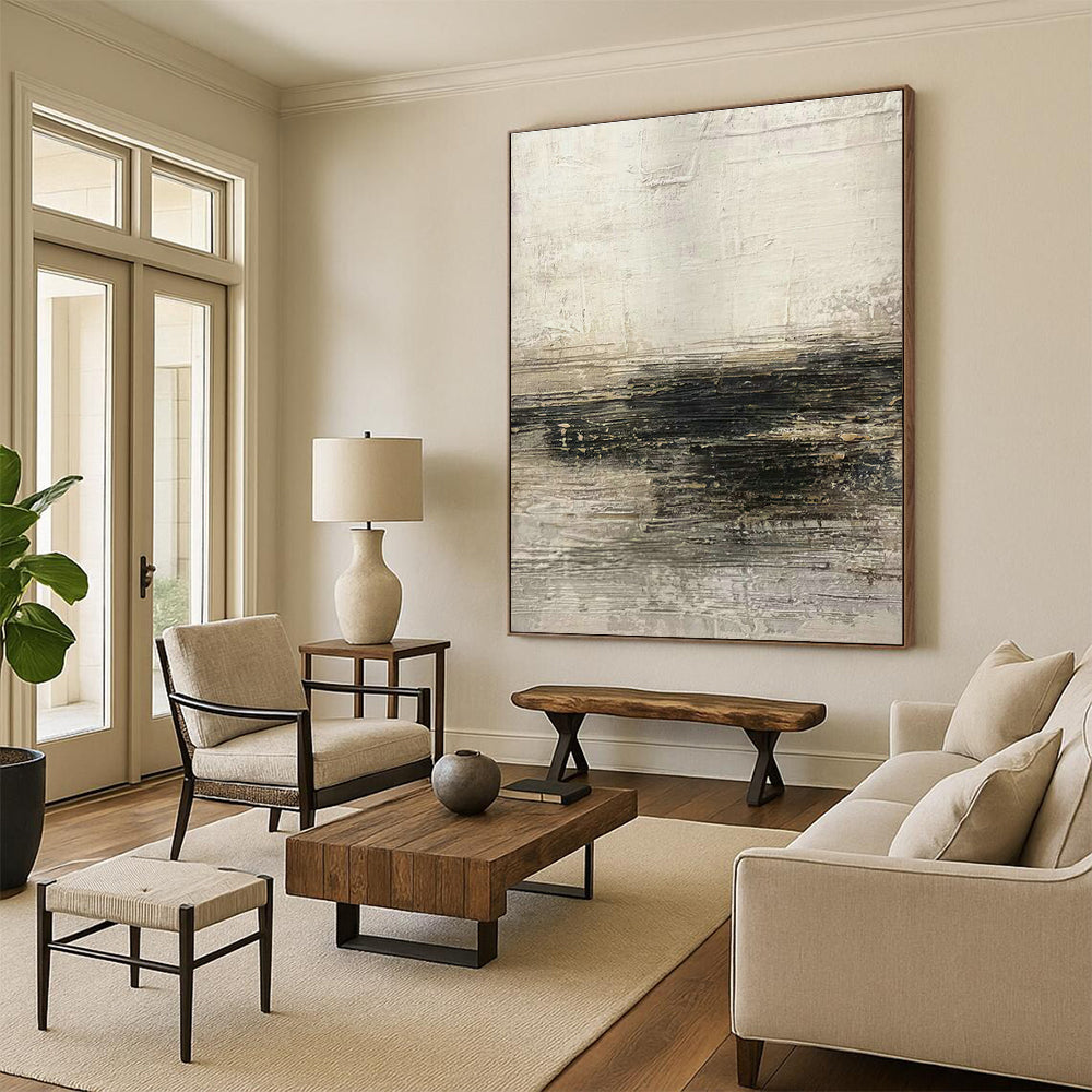 Gray - White Textured Abstract Art for Rustic Art Studio & Industrial - Chic Café DLZ1883