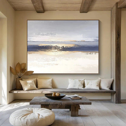 Blue - Gray - Gold Abstract Art for Coastal Home & Contemporary Gallery SC007