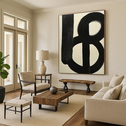 Black and White Abstract Forms for Minimalist Home Office & Contemporary Art Showroom STSC378
